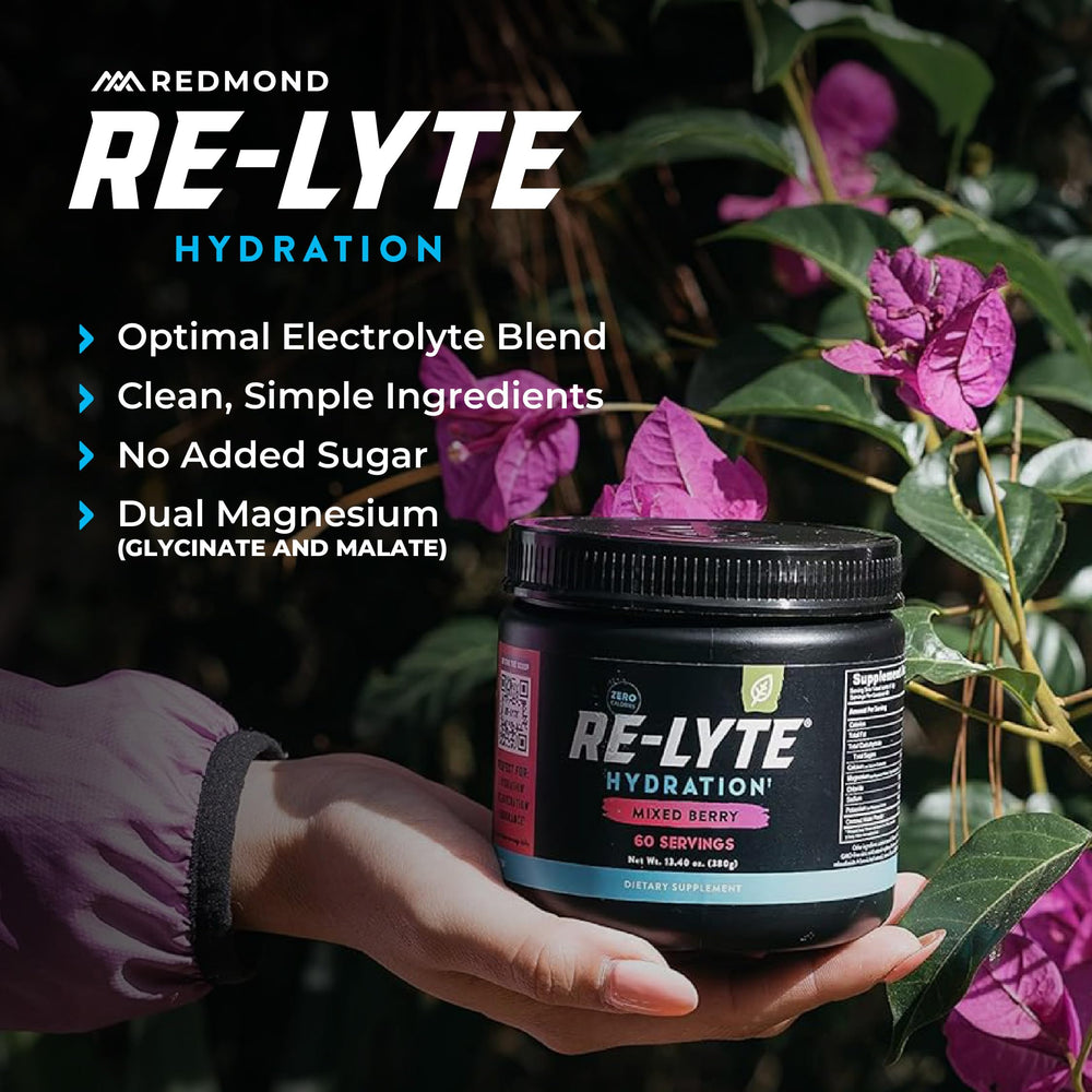Nutrition label and Real Salt minerals in REDMOND Re-Lyte