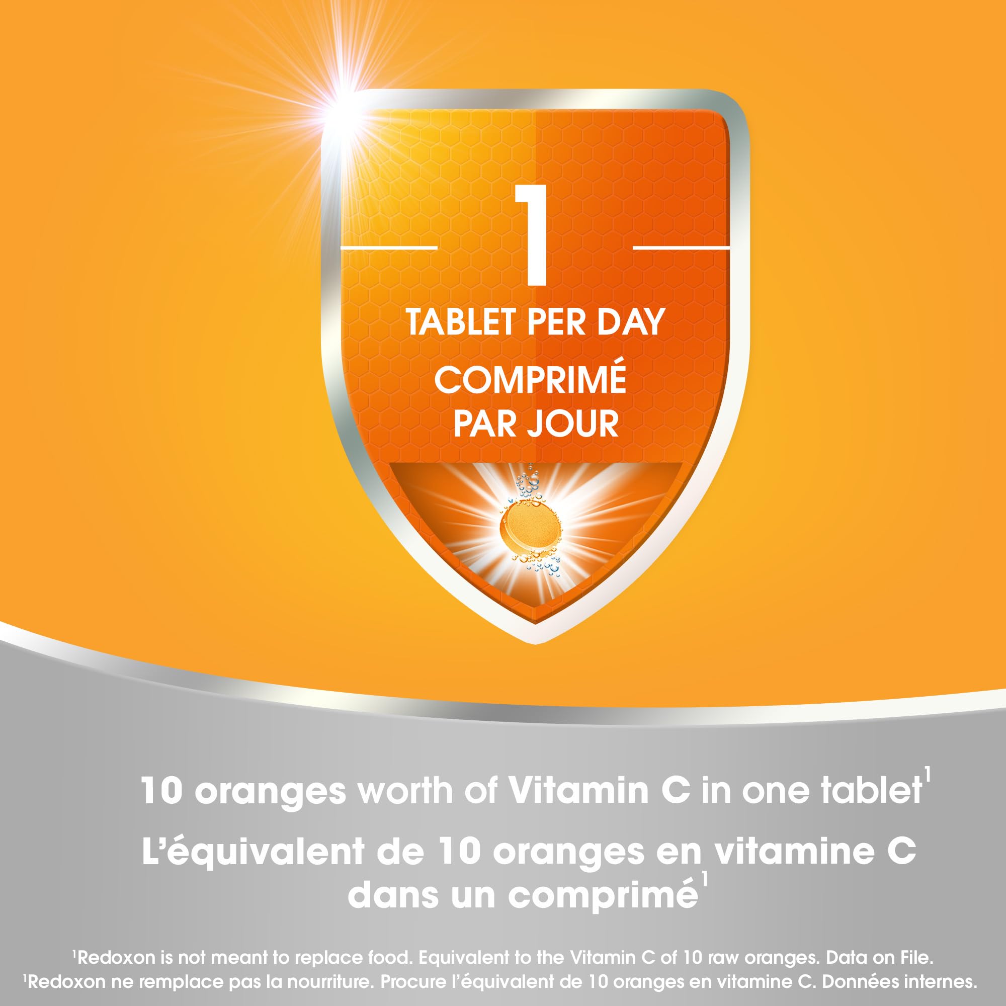 Redoxon Orange bottle label emphasizing vitamin C content
