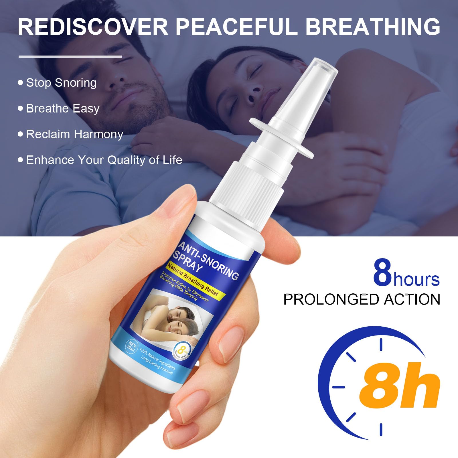 Redshine Anti Snoring Spray night stand setup suggesting bedtime routine.