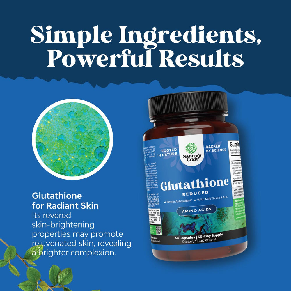 Reduced Glutathione with Milk Thistle bottle pouring capsules for daily use