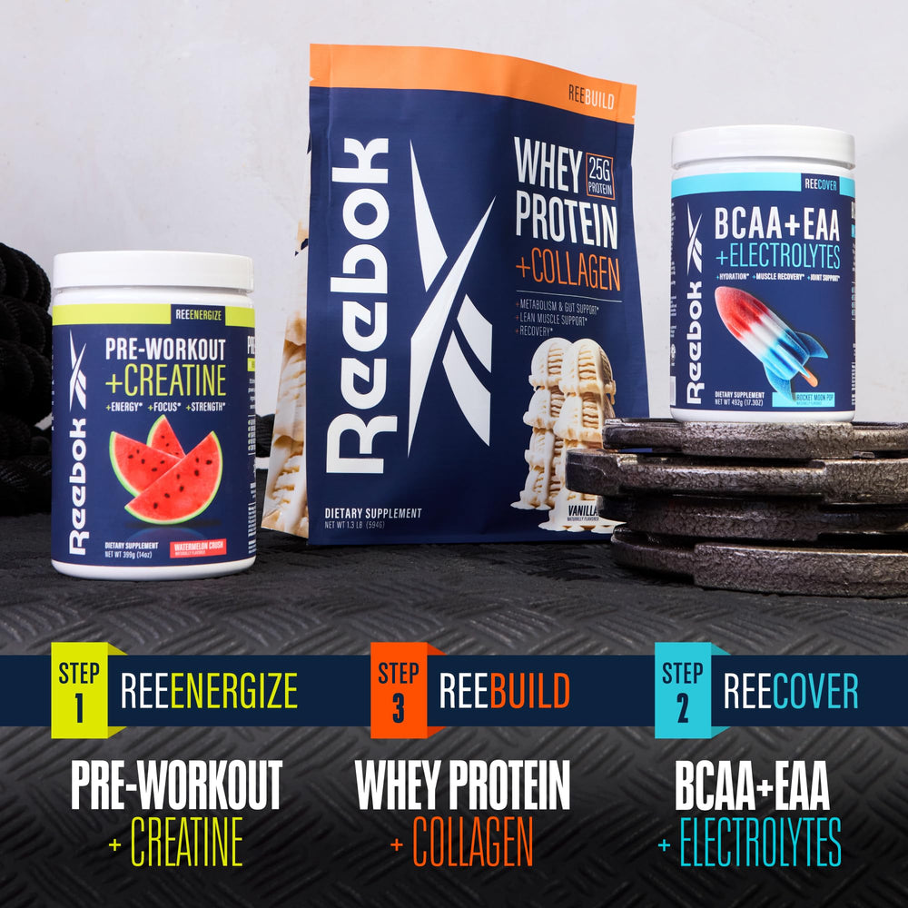 Reebok REECover packaging showing 30 servings for ongoing use