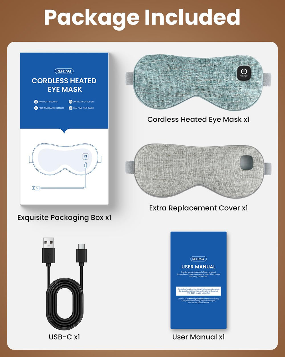 REFDAQ heated eye mask removable washable cover for hygiene