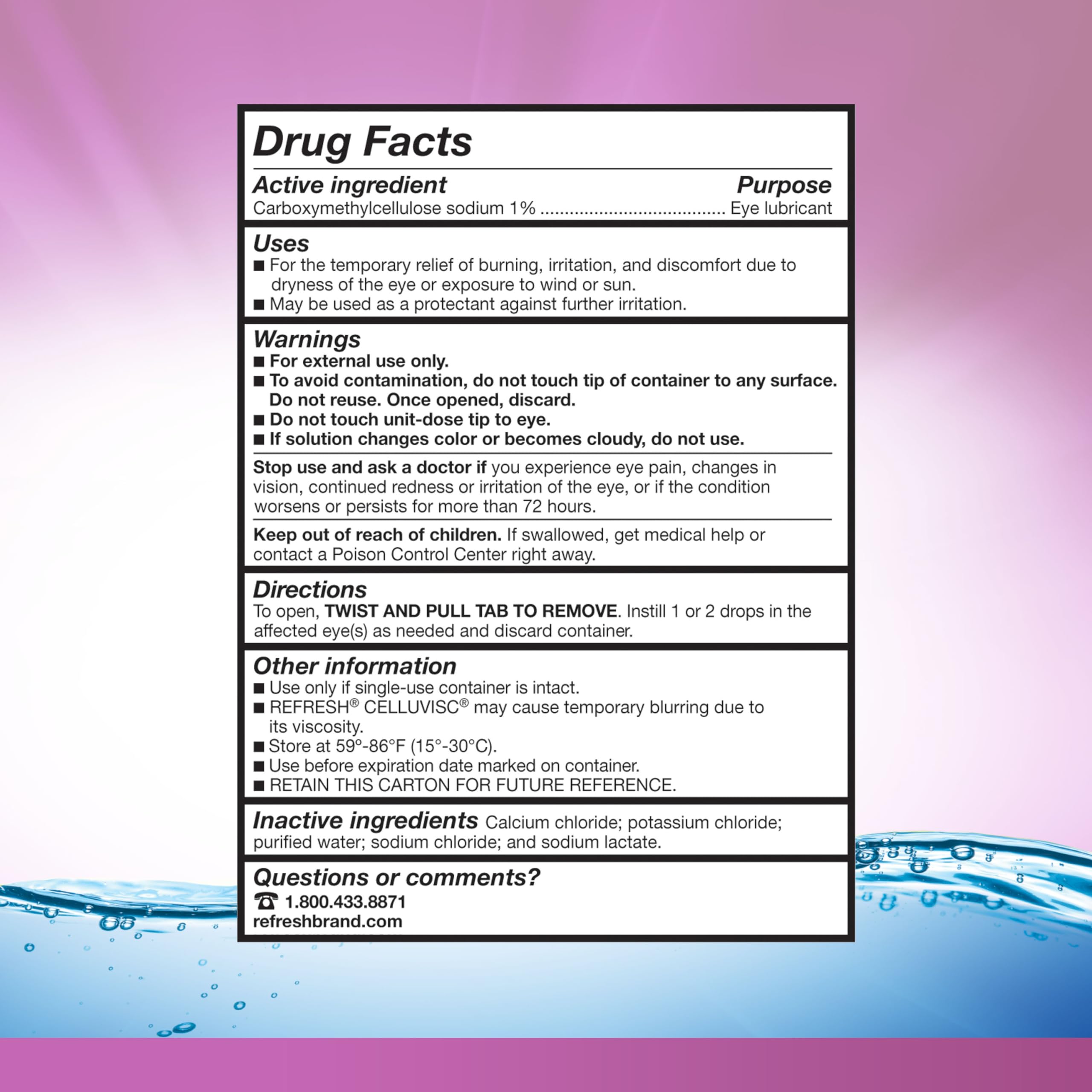 Refresh Celluvisc gel dispenser action highlighting easy, sterile application