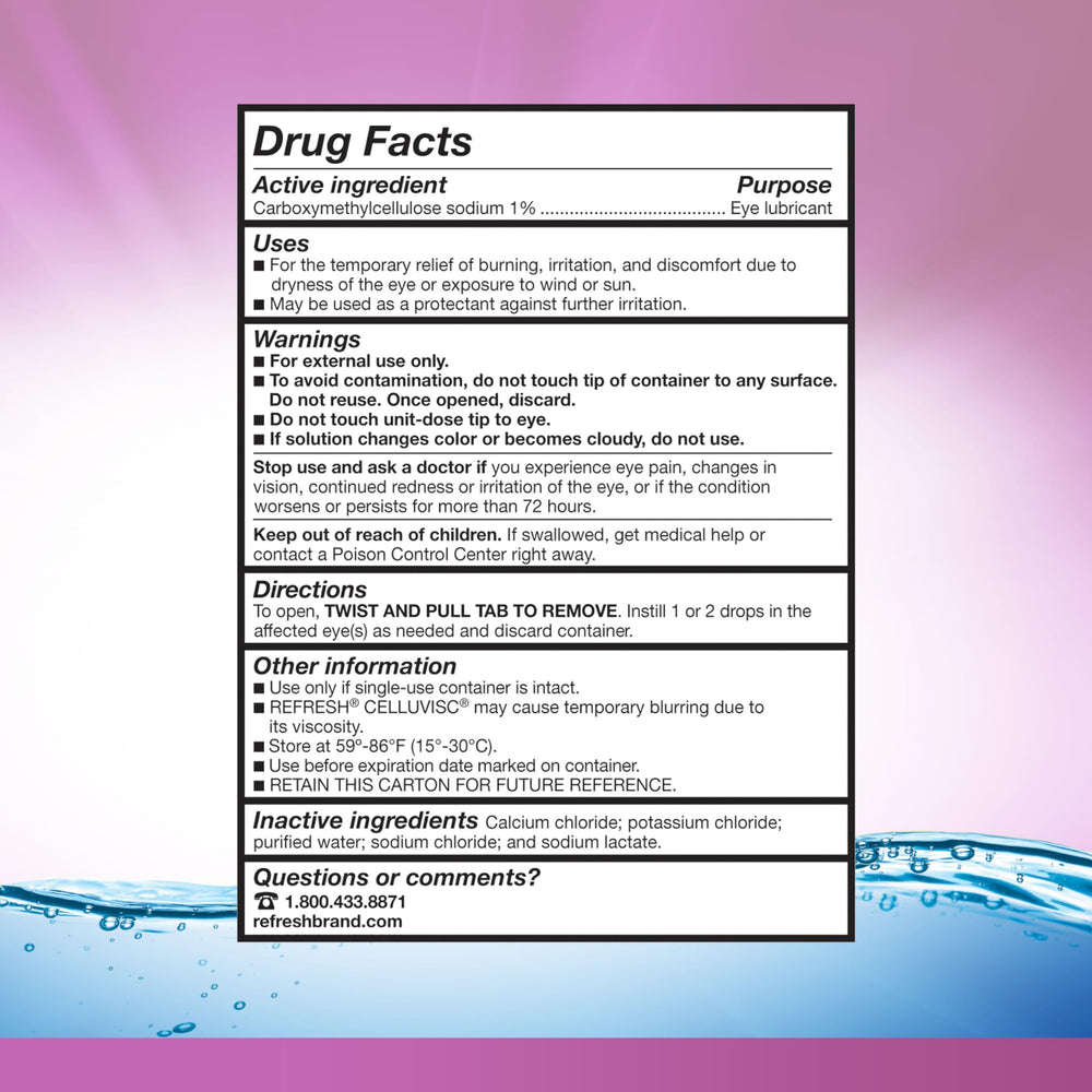 Refresh Celluvisc gel dispenser action highlighting easy, sterile application