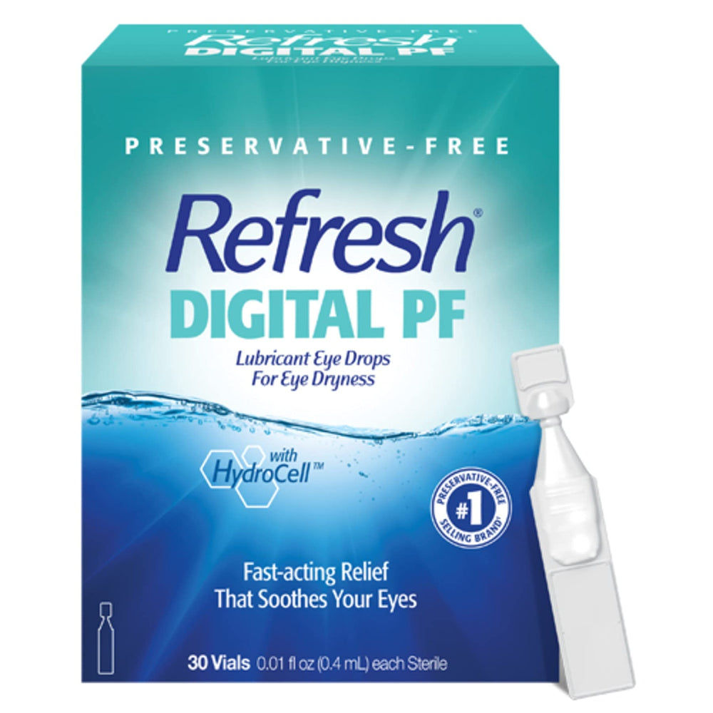 Refresh Digital PF eye drops bottle with pour tip for fast, soothing relief.