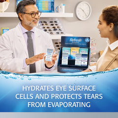 Refresh Optive Advanced eye drops closeup reveals the smooth viscosity and soothing texture.