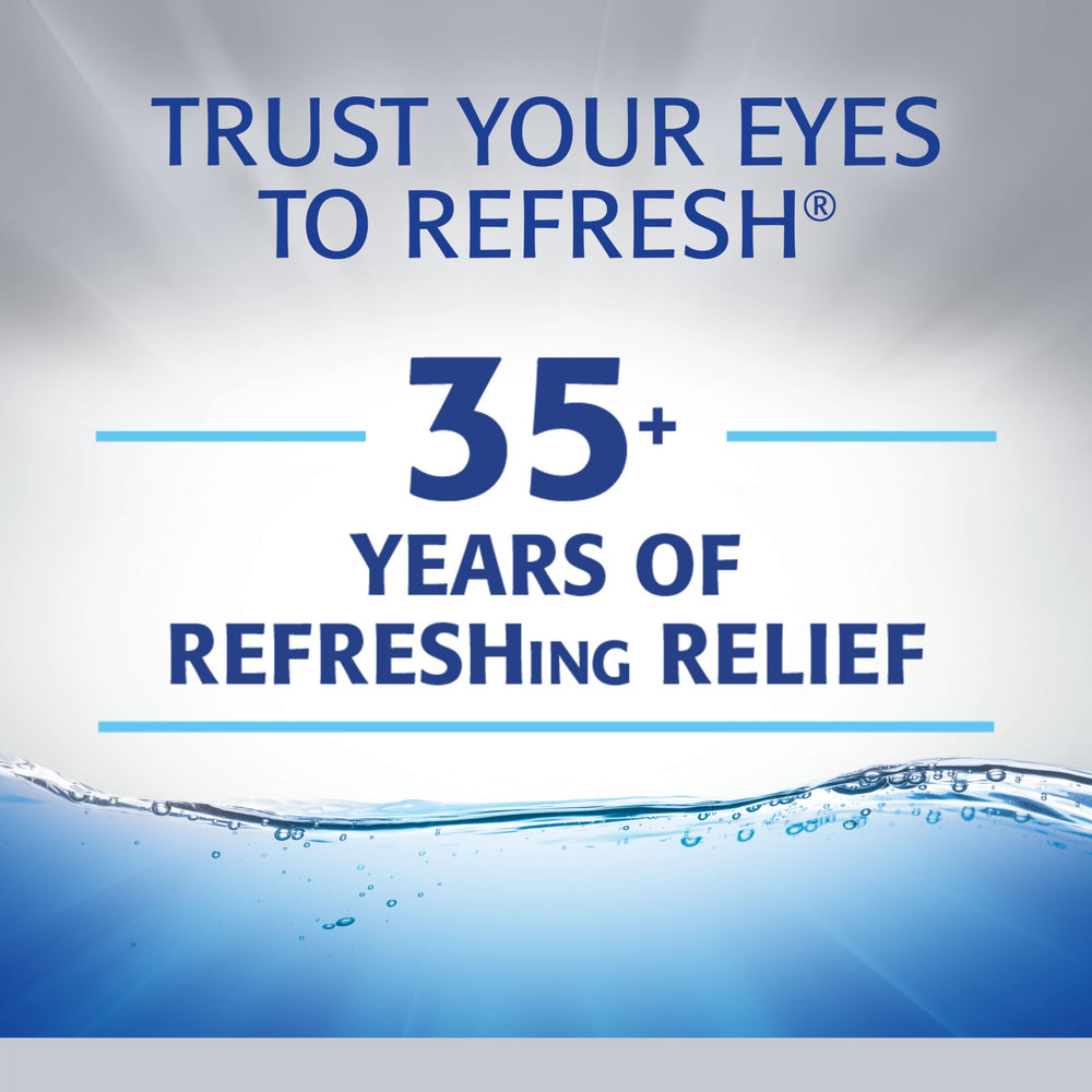 Refresh Optive Advanced eye drops packaging highlights the triple-action formula and HydroCell technology.