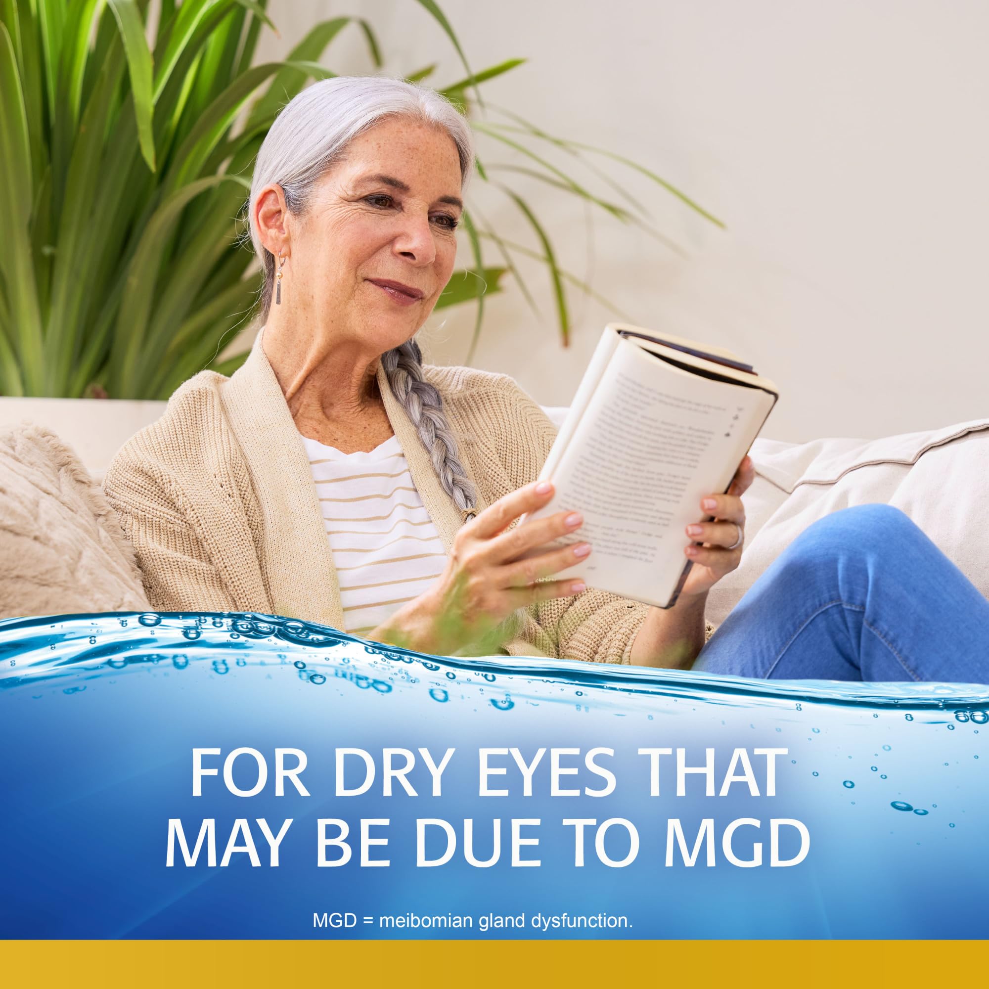 Refresh Optive Mega-3 hydrocell technology concept illustrating sustained hydration.