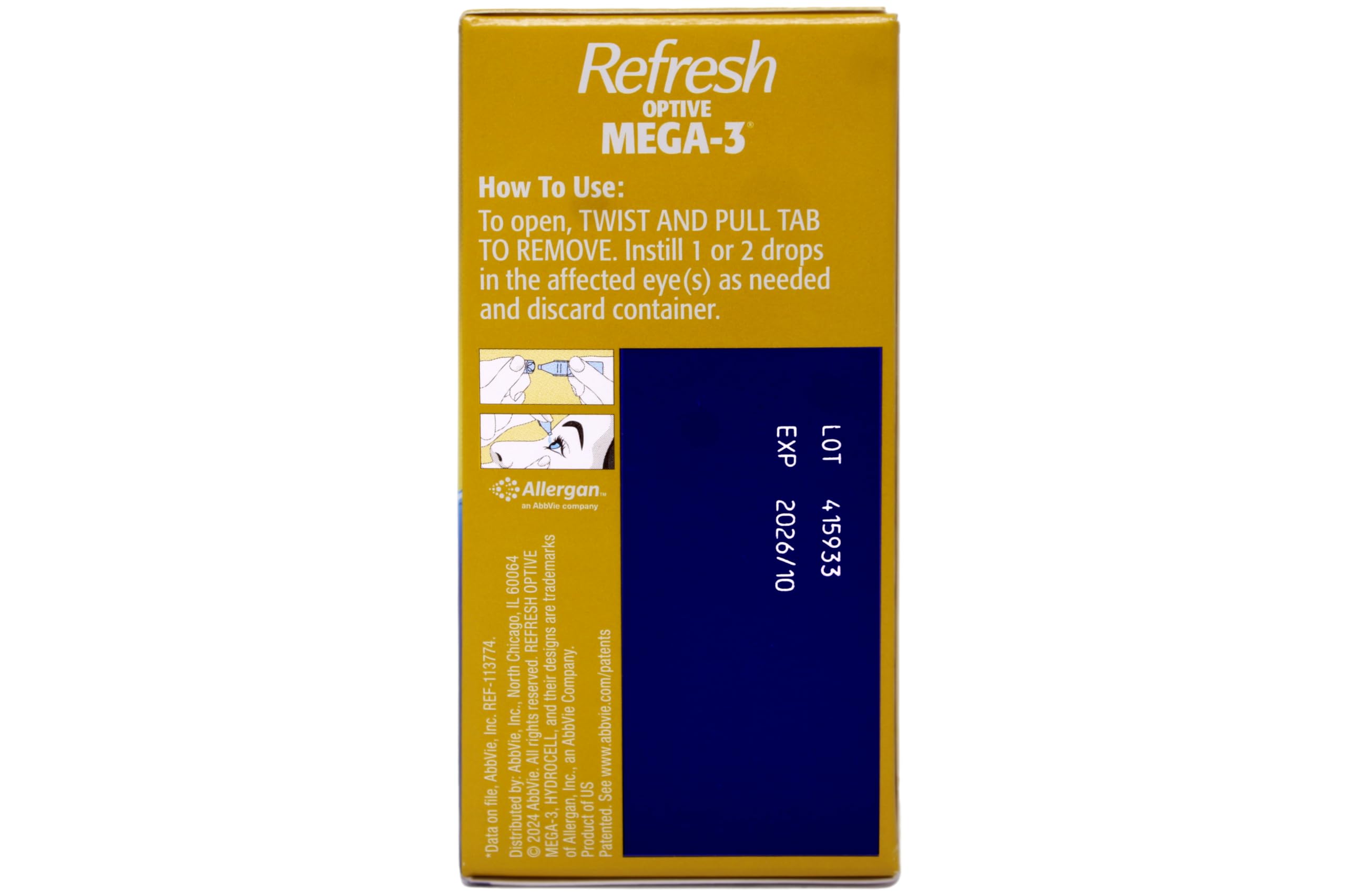 On-the-go Refresh Optive Mega-3 vial tucked in a purse for travel