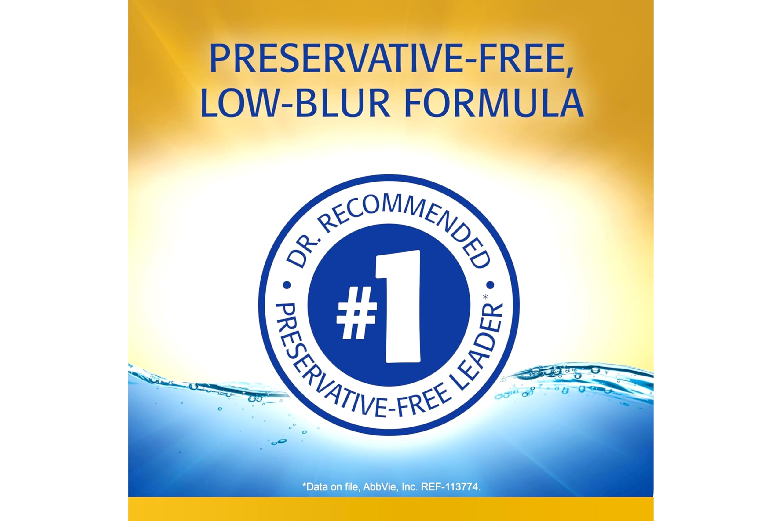 Label detail highlighting preservative-free formula on Refresh Optive Mega 3.