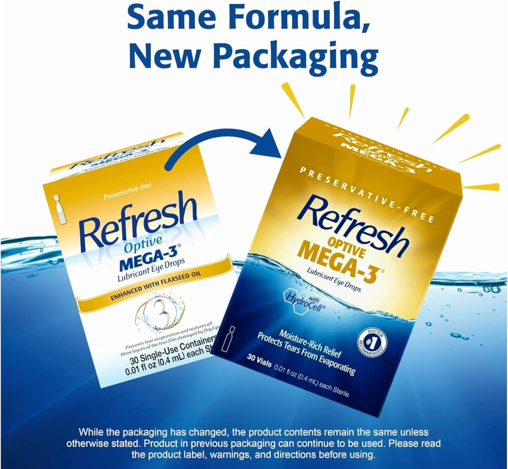 Refresh Optive Mega-3 single-use vials image showing preservative-free convenience