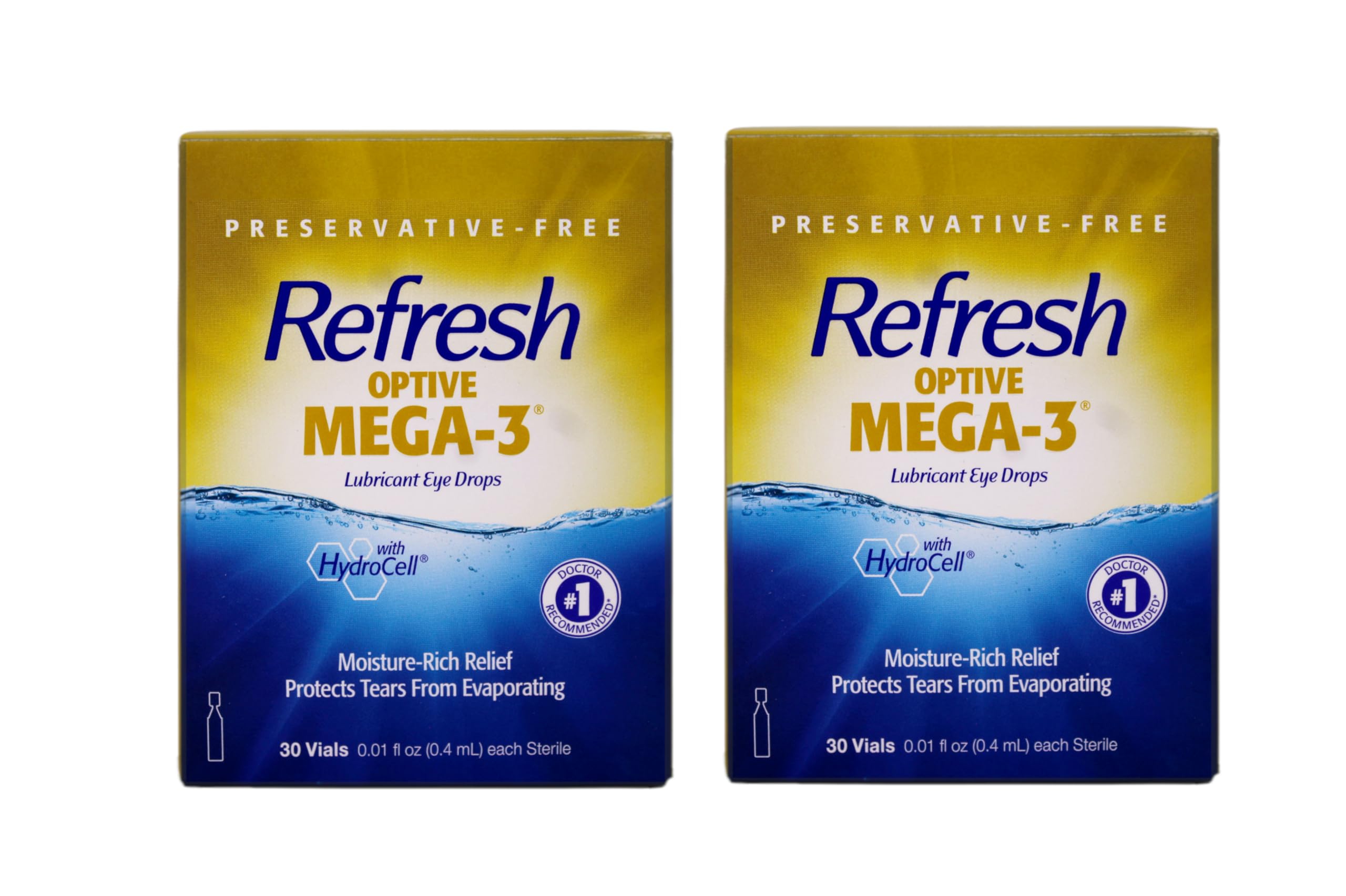 Refresh Optive Mega-3 triple-layer tear film close-up showing deep hydration