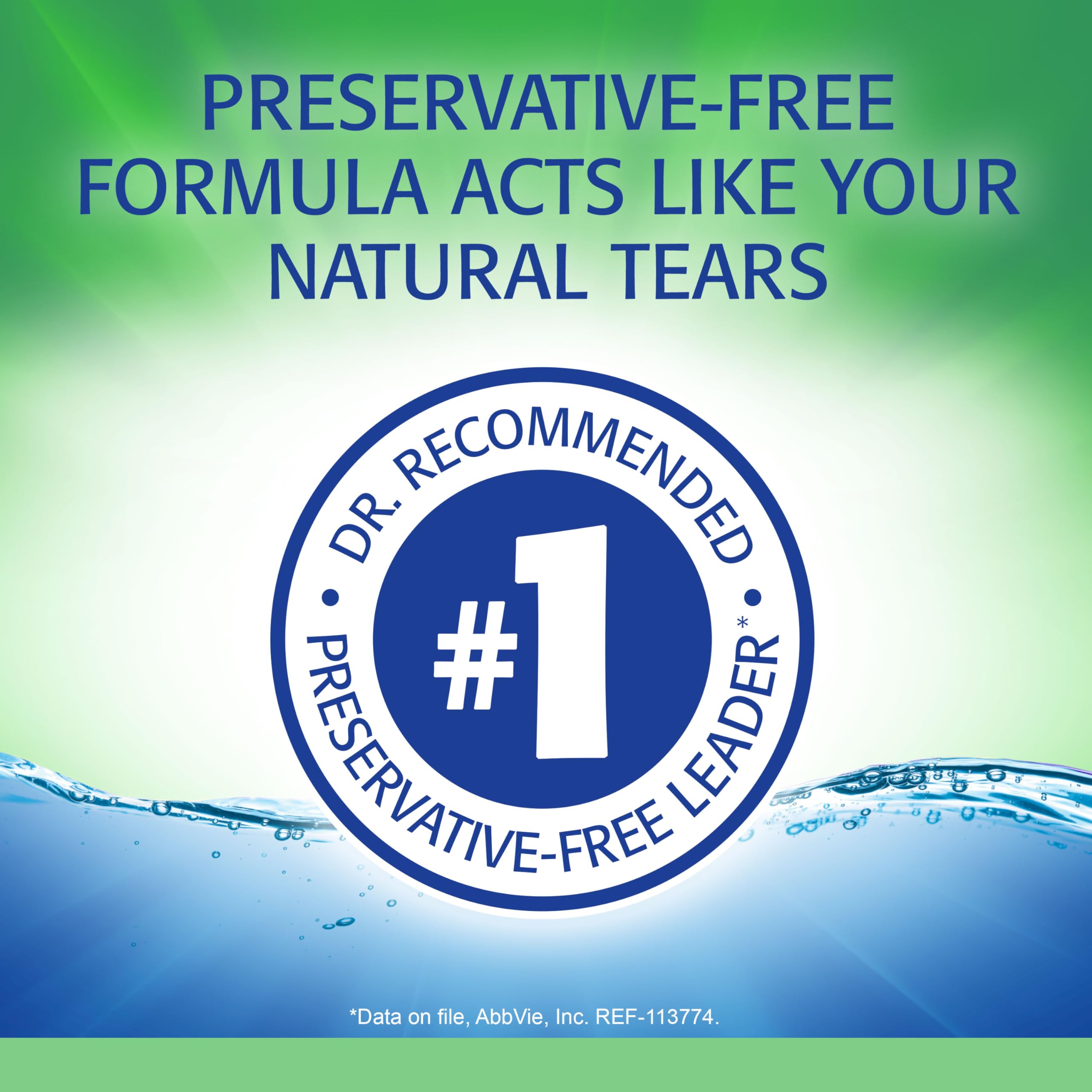 Refresh Plus alivio para ojos secos sin conservantes, ideal para ojos sensibles.