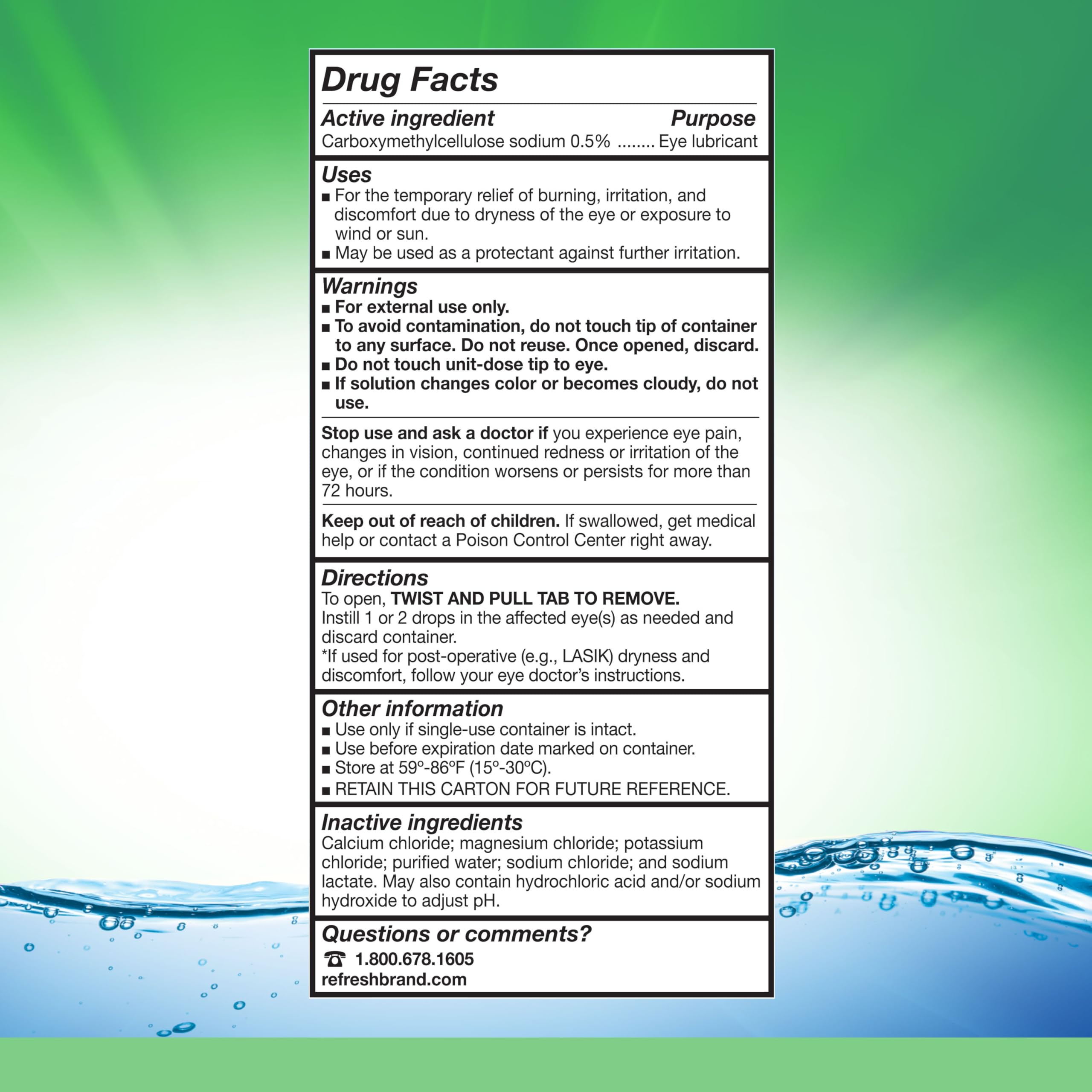 Refresh Plus sin conservantes; cuidado suave para uso frecuente.