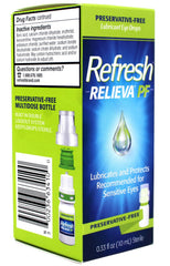 Closeup of RELIEVA drops dispensing for safe, soothing use.