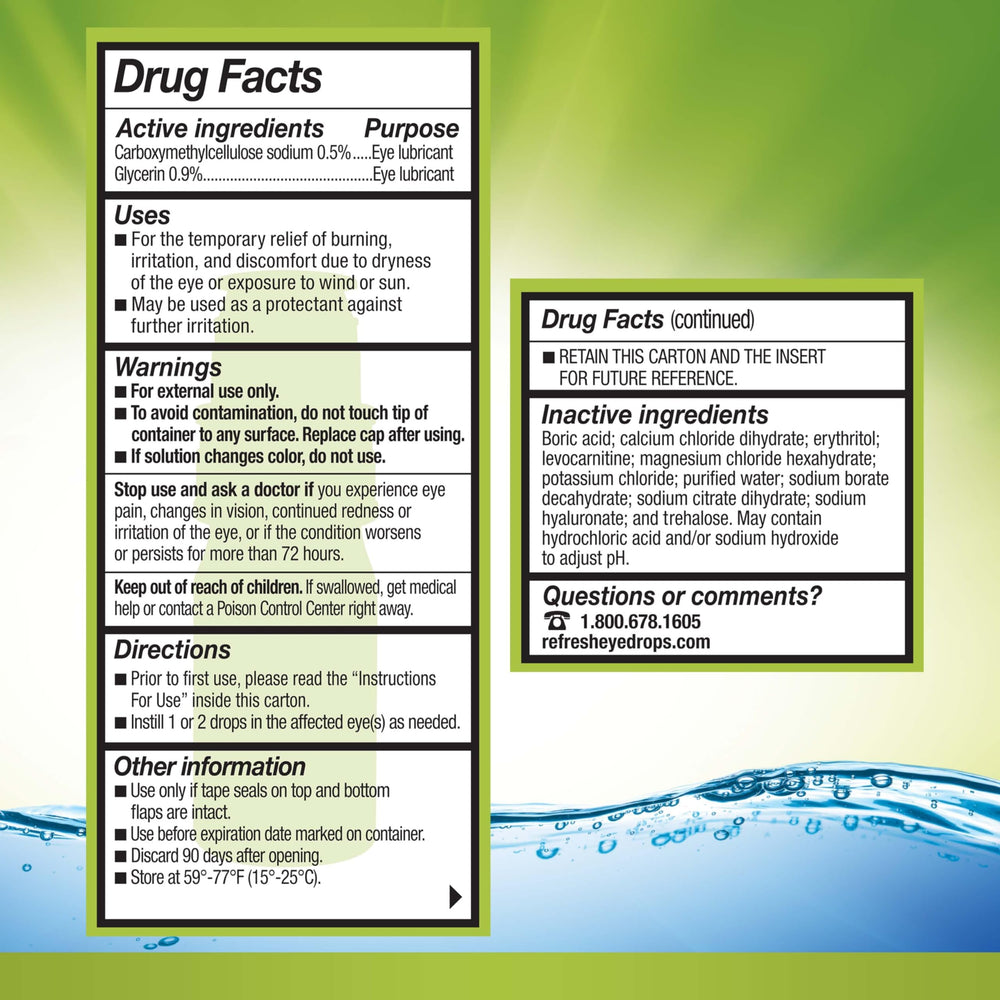 Refresh Relieva PF Xtra preservative-free label signals suitability for sensitive eyes