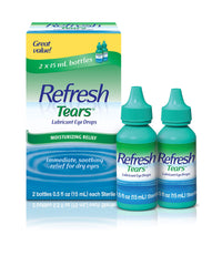Refresh Tears bottle front view showing compact packaging for on-the-go relief