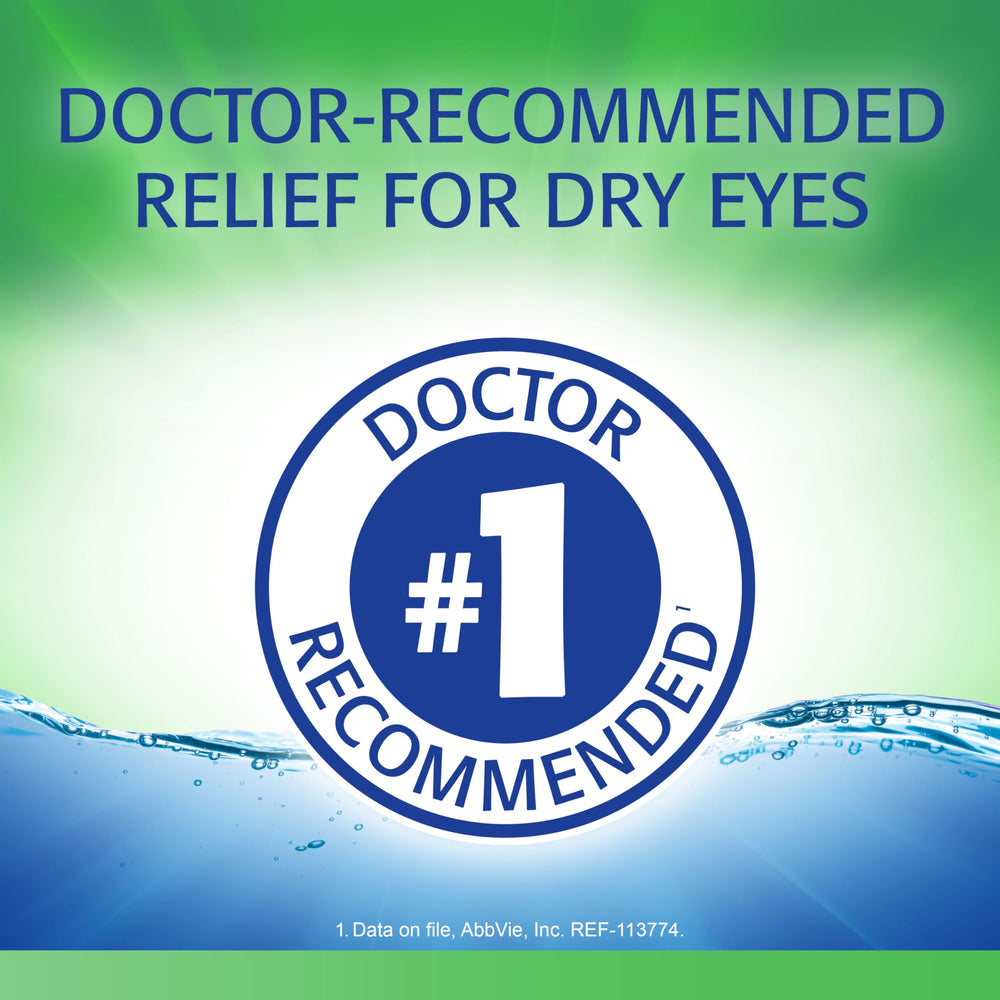Refresh Tears bottle label close-up highlighting Purite preservative