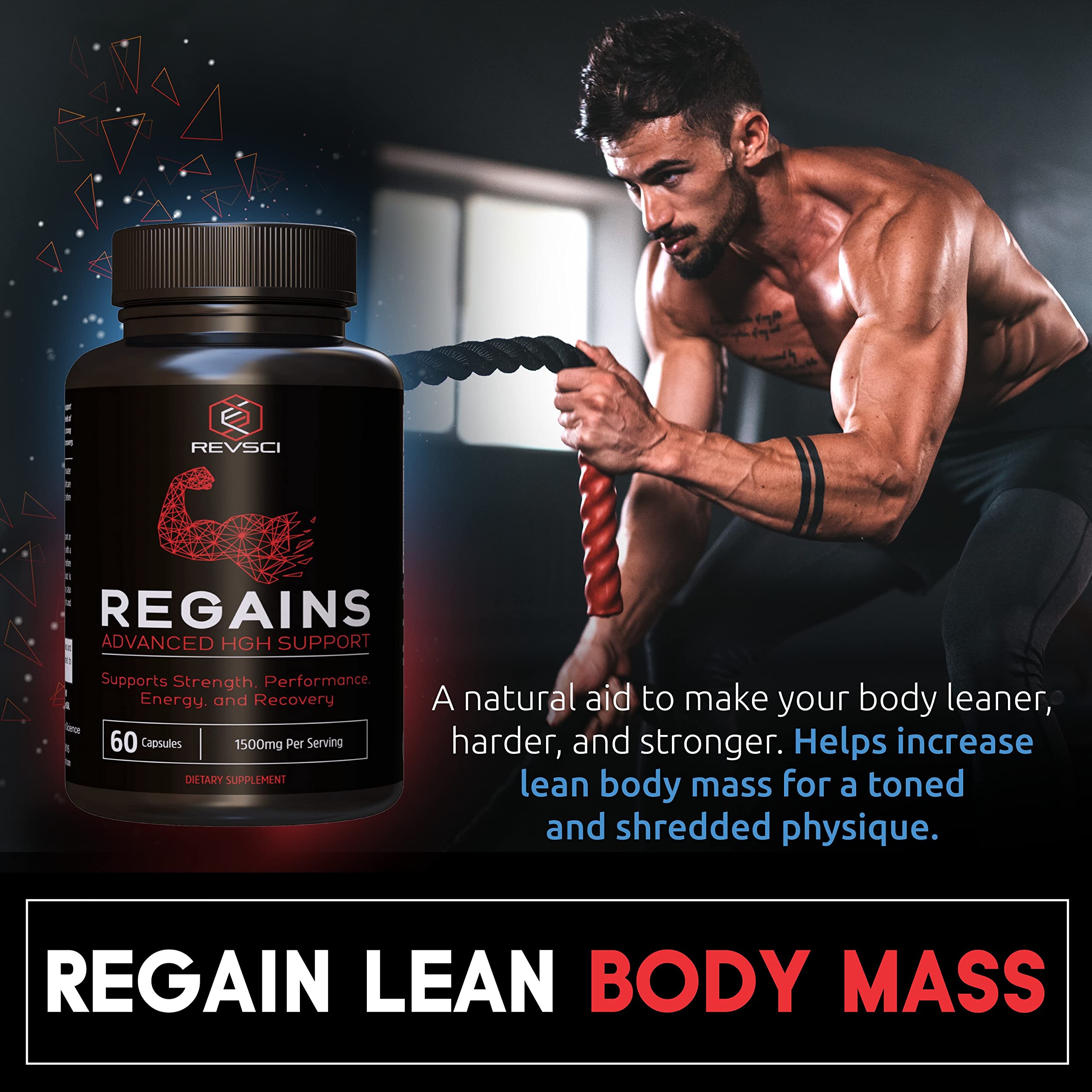 Regains post-workout recovery pills close-up for faster training readiness