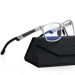 Reglaaly blue light blocking glasses with silver frame reduce eye strain during long screen sessions.