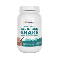 Reignite Wellness chocolate shake bottle pour for quick post-workout refuel.