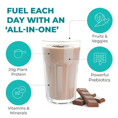 Colorful fruits and vegetables in Reignite Wellness shake blend.