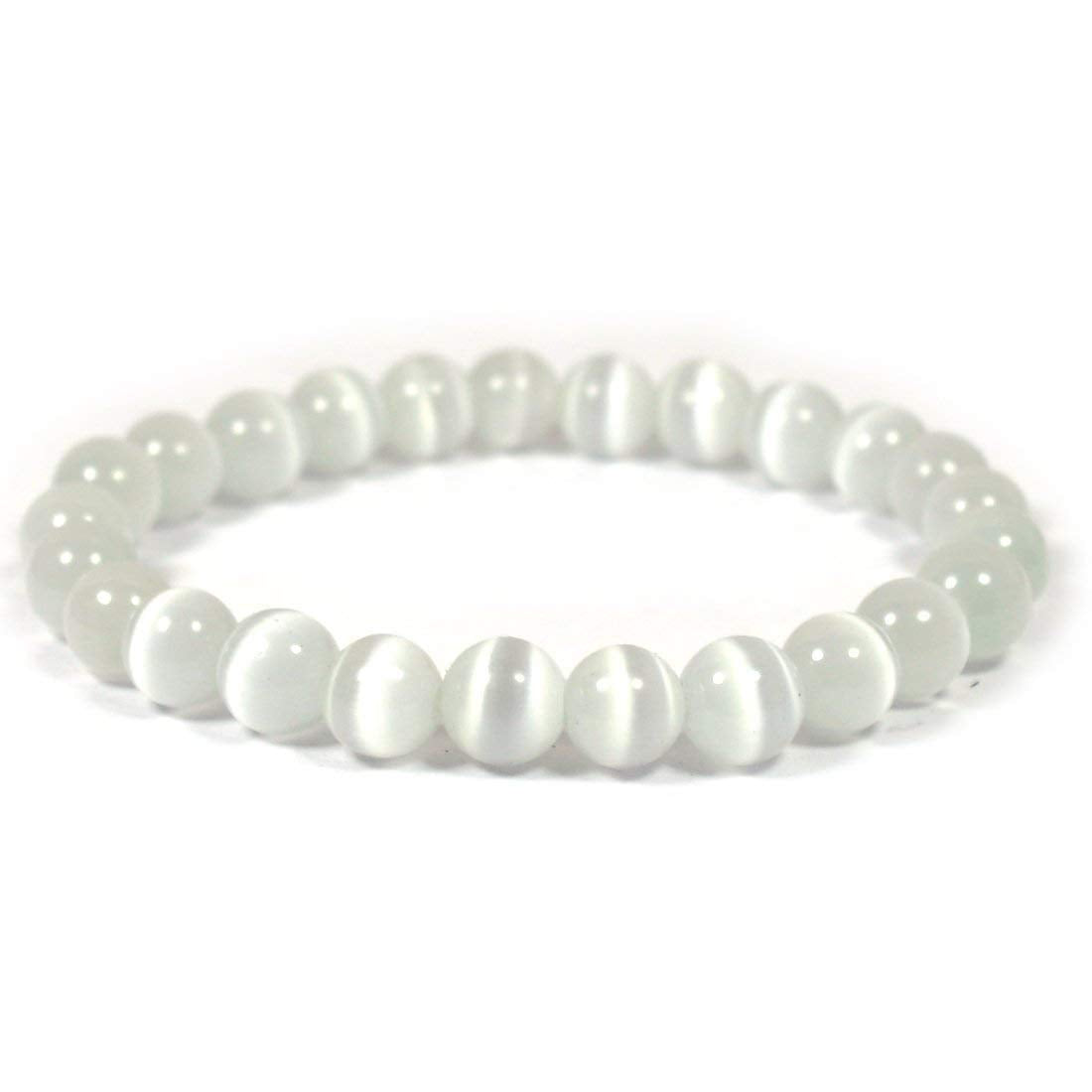 Reiki Crystal Products natural selenite bracelet 8mm aiding meditation clarity