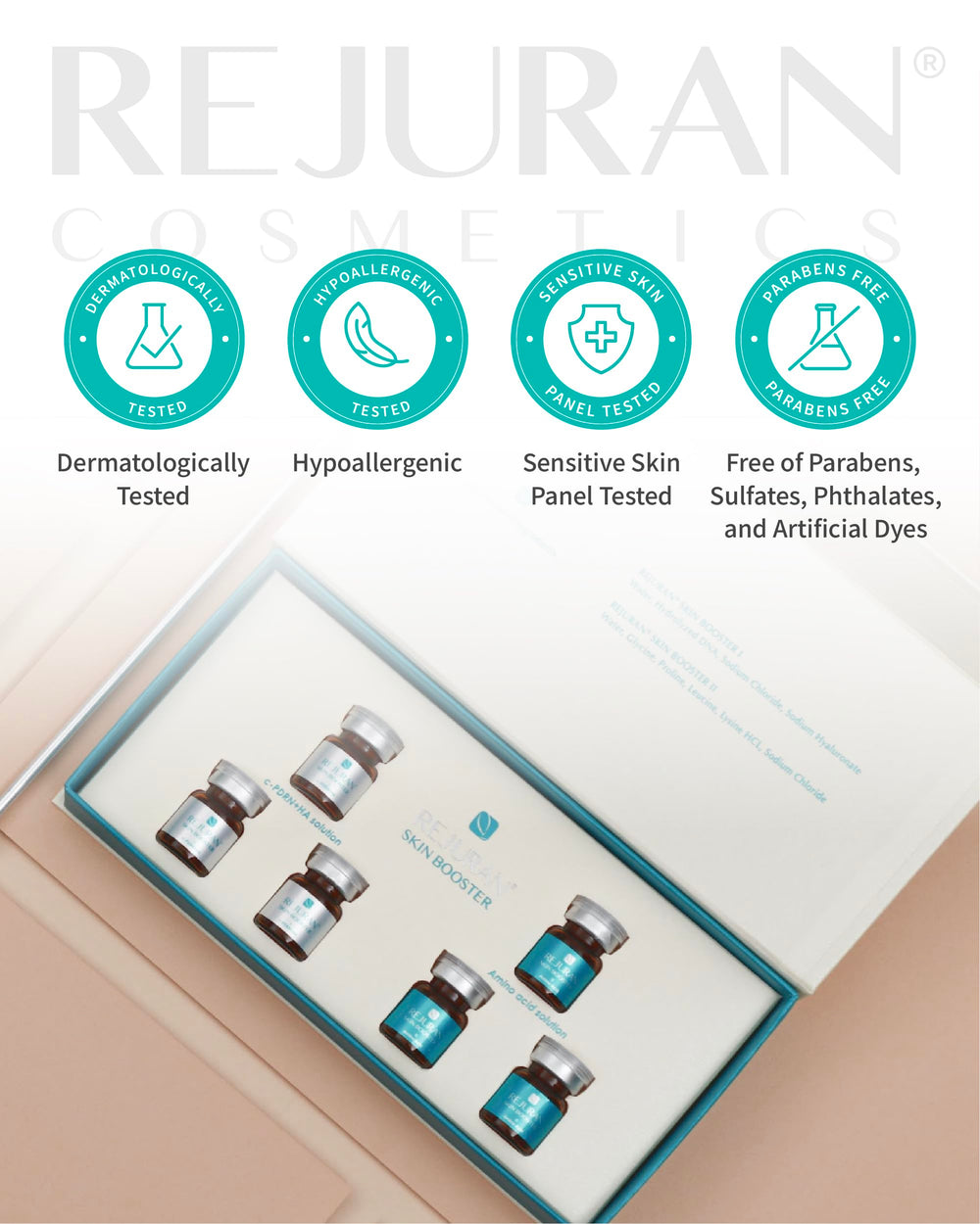 REJURAN Scar Gel packaging box emphasizes cruelty-free formula