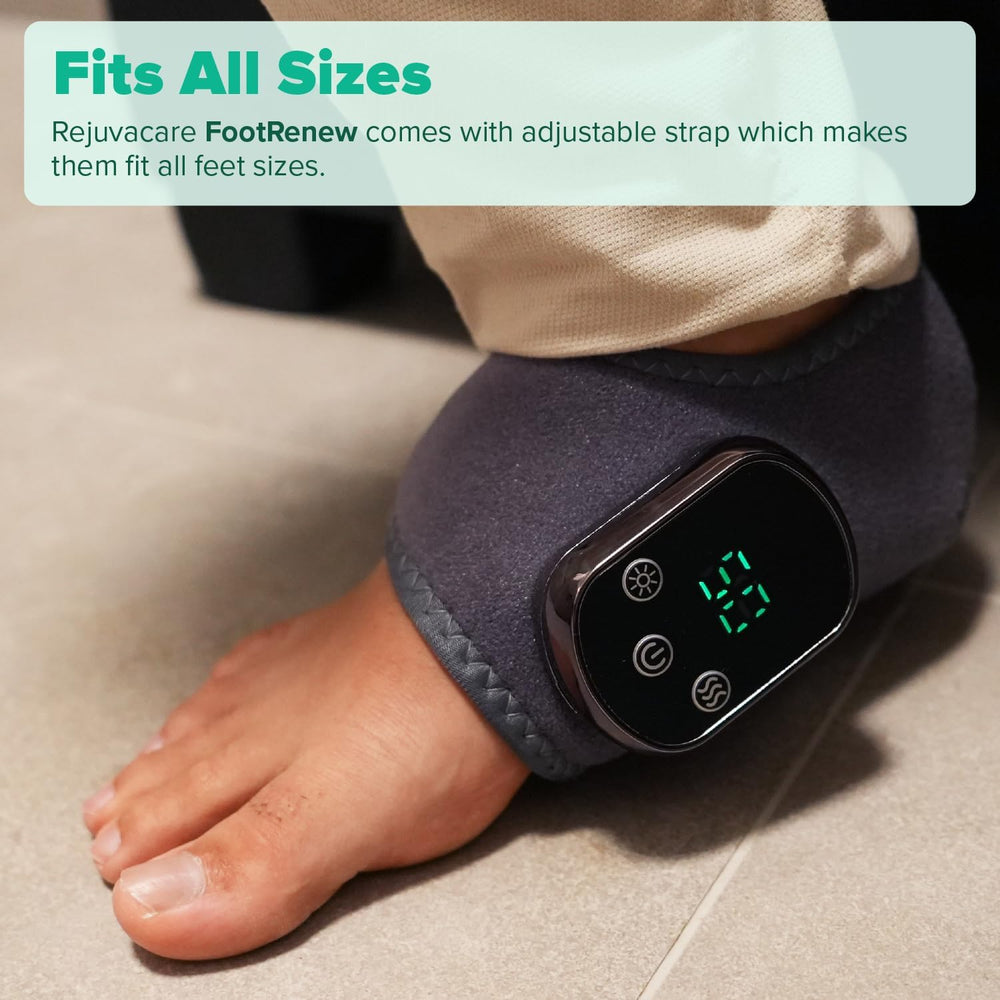 Rejuvacare FootRenew use at desk shows everyday relief between tasks.