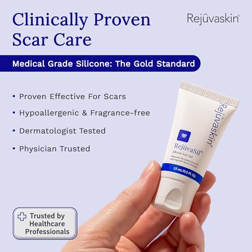 Pump action bottle of RejuvaSil for easy scar care application.