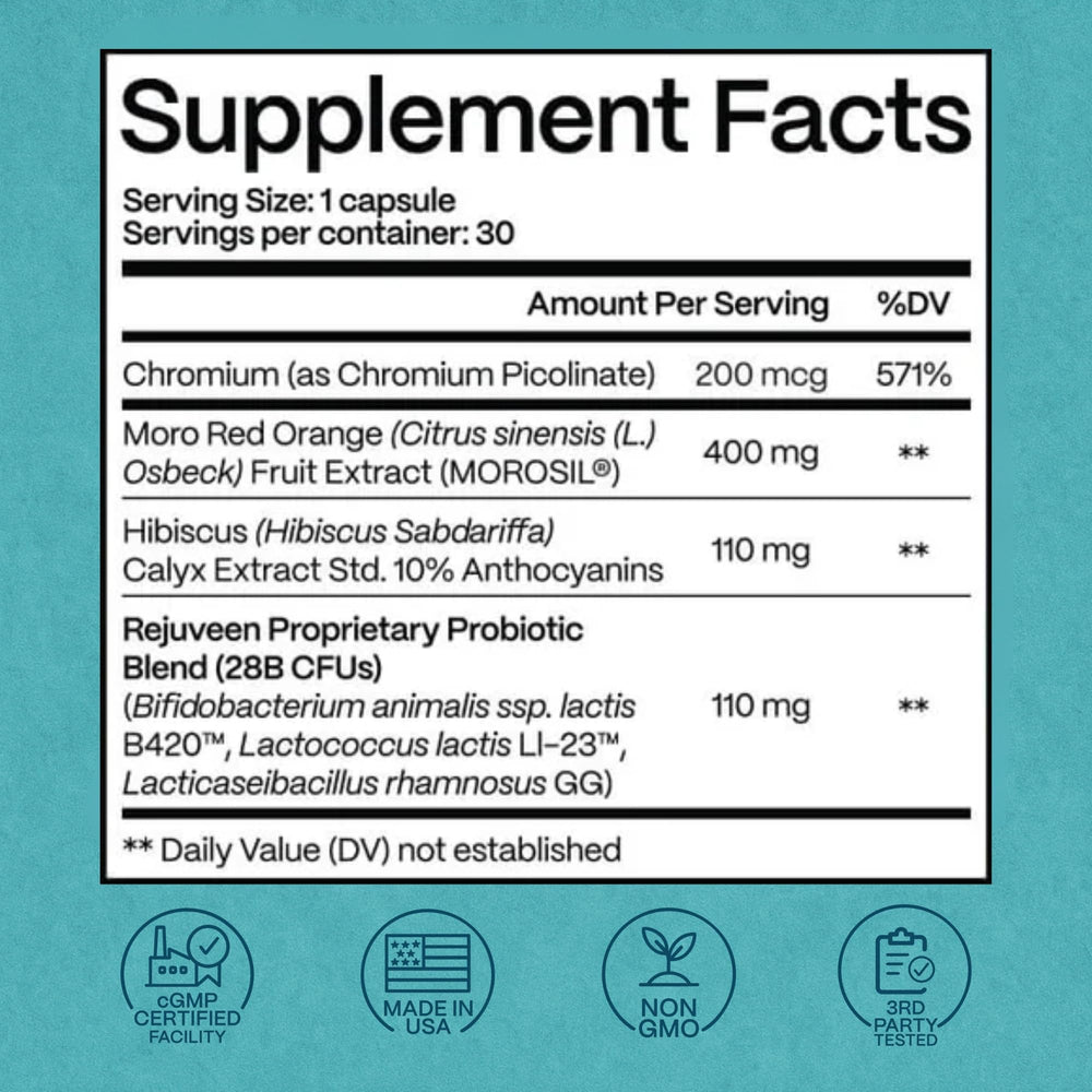 Rejuveen Provitalean with gut-friendly foods imagery suggesting gut health synergy.