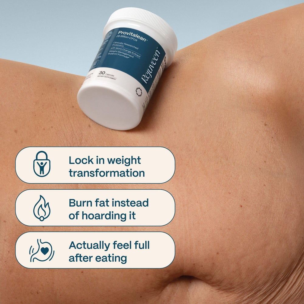 Rejuveen Provitalean packaging front illustrating stimulant-free dietary support.