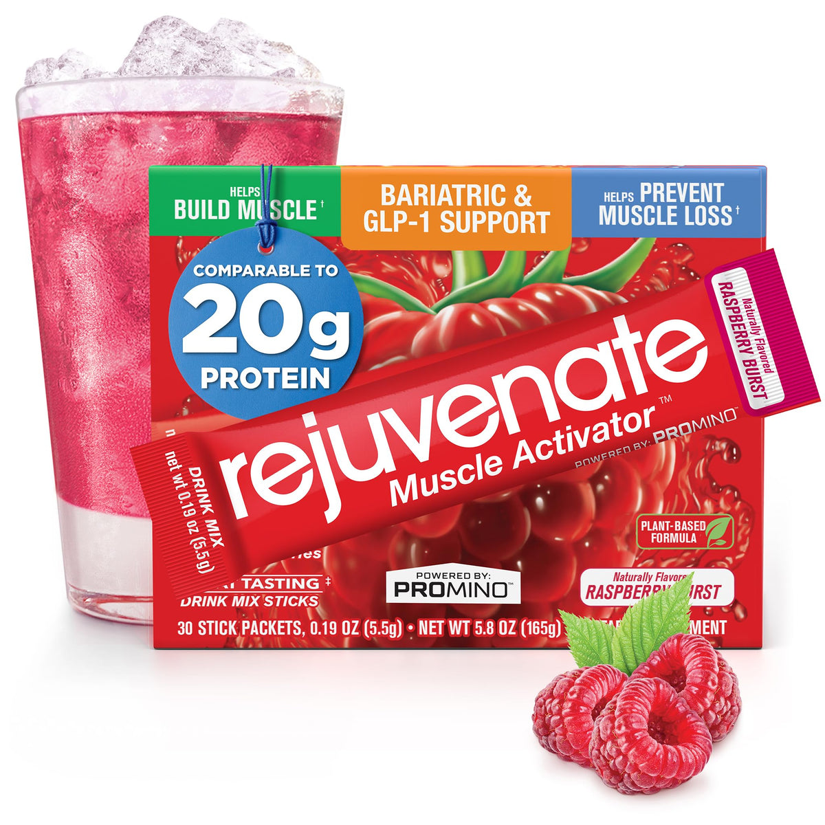 Rejuvenate Perfect Amino Acid Blend stick for on-the-go muscle recovery and quick protein support.