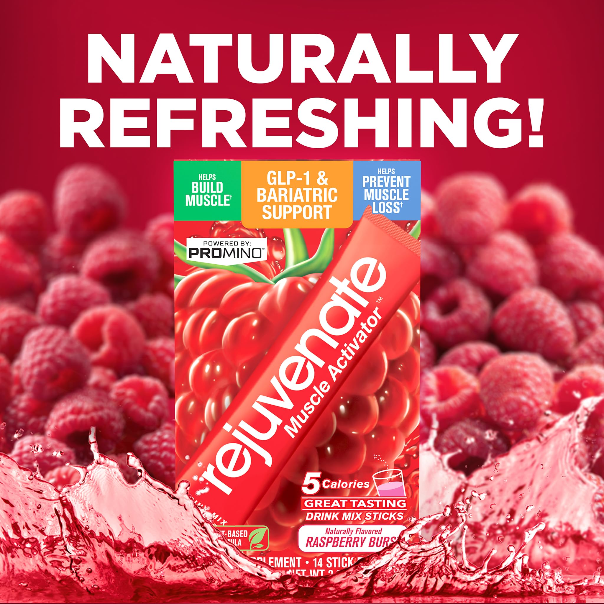 Rejuvenate quick-dissolve amino stick fits busy schedules and zero sugar.
