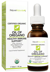 RejuveNaturals Oil of Oregano bottle with olive oil base for daily wellness.
