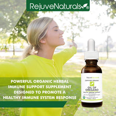 RejuveNaturals oregano oil dropper for convenient daily use.