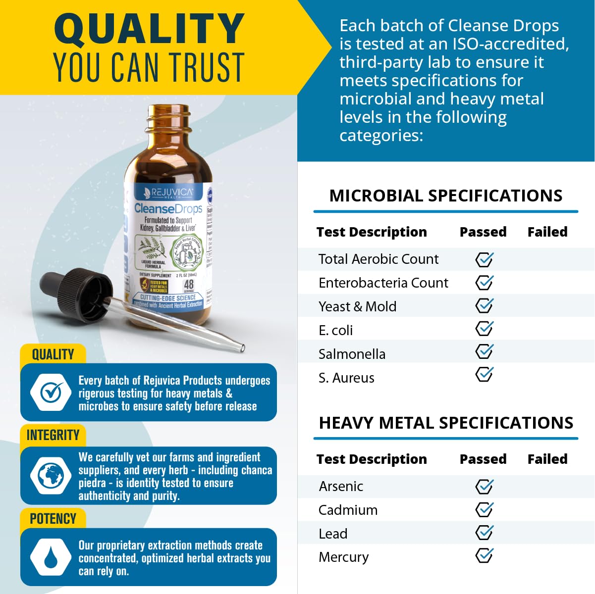 Rejuvica Health Cleanse Drops dropper top for precise daily dosing.