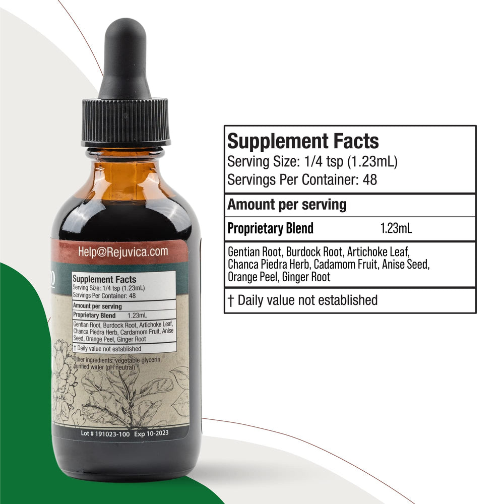 Gentian, Artichoke, Ginger visuals with DigestaPro bottle signaling premium digestive support.