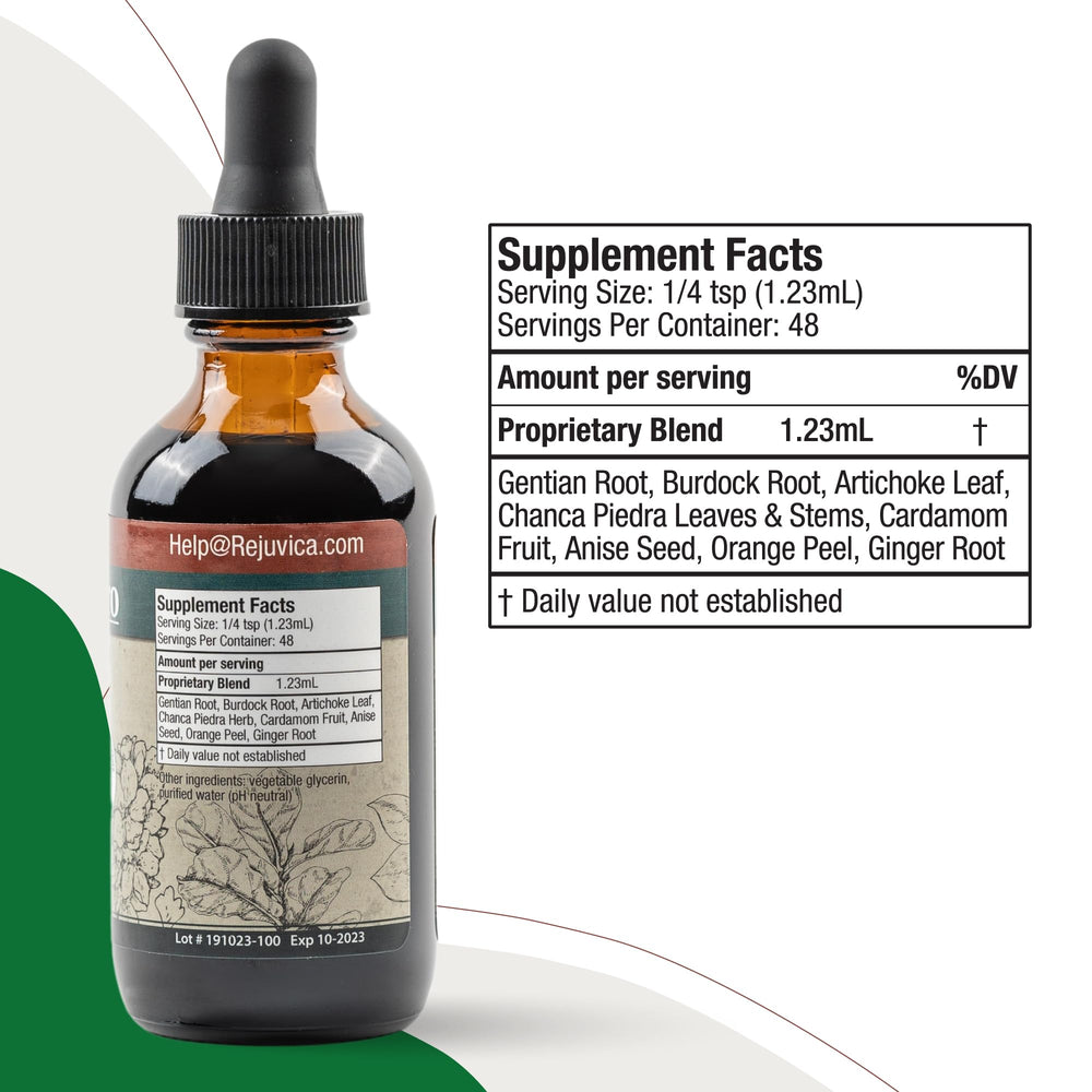 Herbal ingredients illustration paired with DigestaPro bottle.