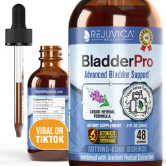 Rejuvica Health BladderPro bottle with dropper offering convenient, fast-absorption bladder support.
