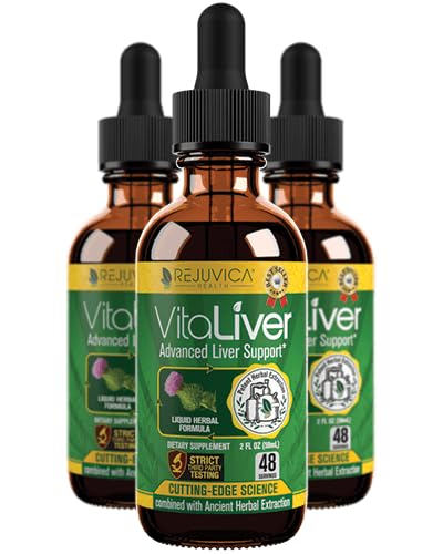Rejuvica Health VitaLiver bottle shown for convenient liquid liver support.