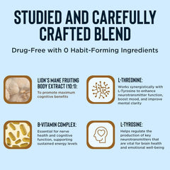 Relaxium BrainIQ Lion's Mane ingredient imagery suggesting natural daily brain support.