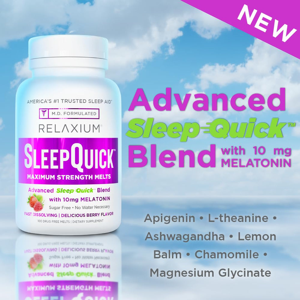 Relaxium Sleep Quick Melts melts on tongue for quick, convenient use before bed.