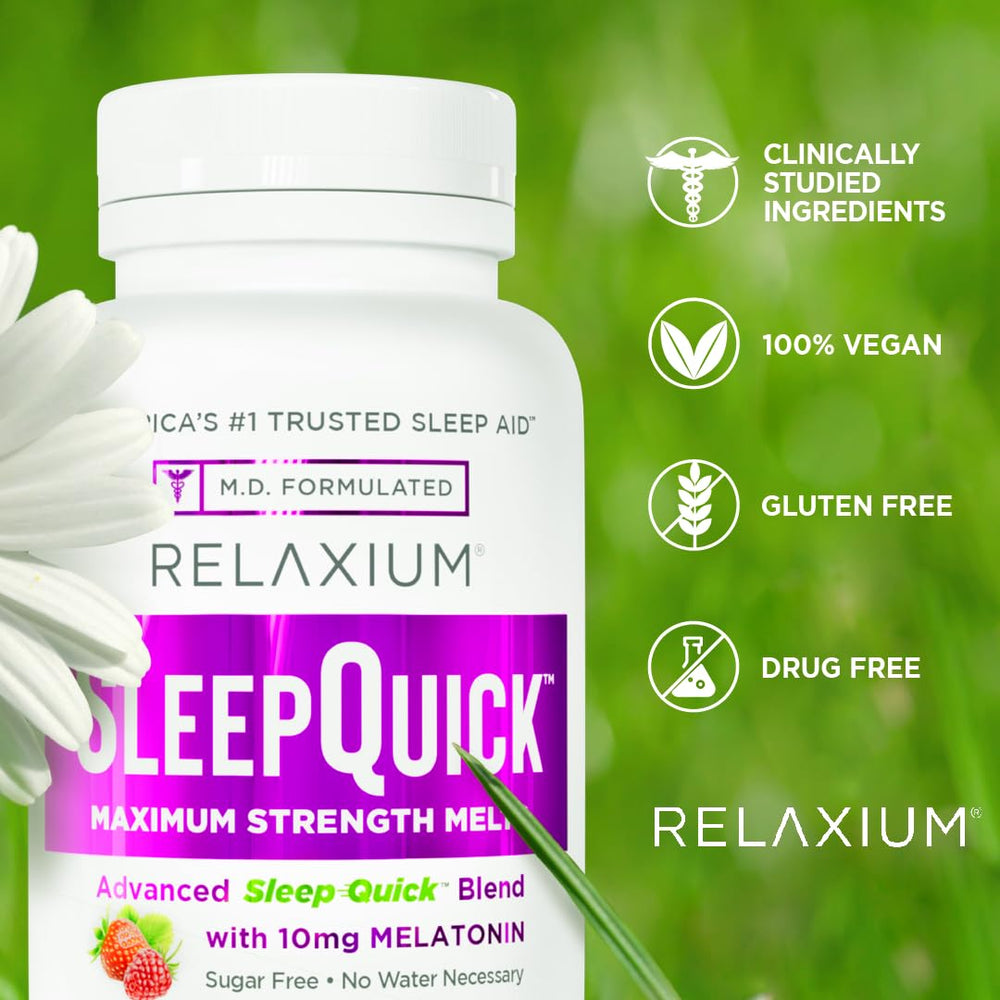 Relaxium Sleep Quick Melts USA-made label communicates quality for nightly routines.