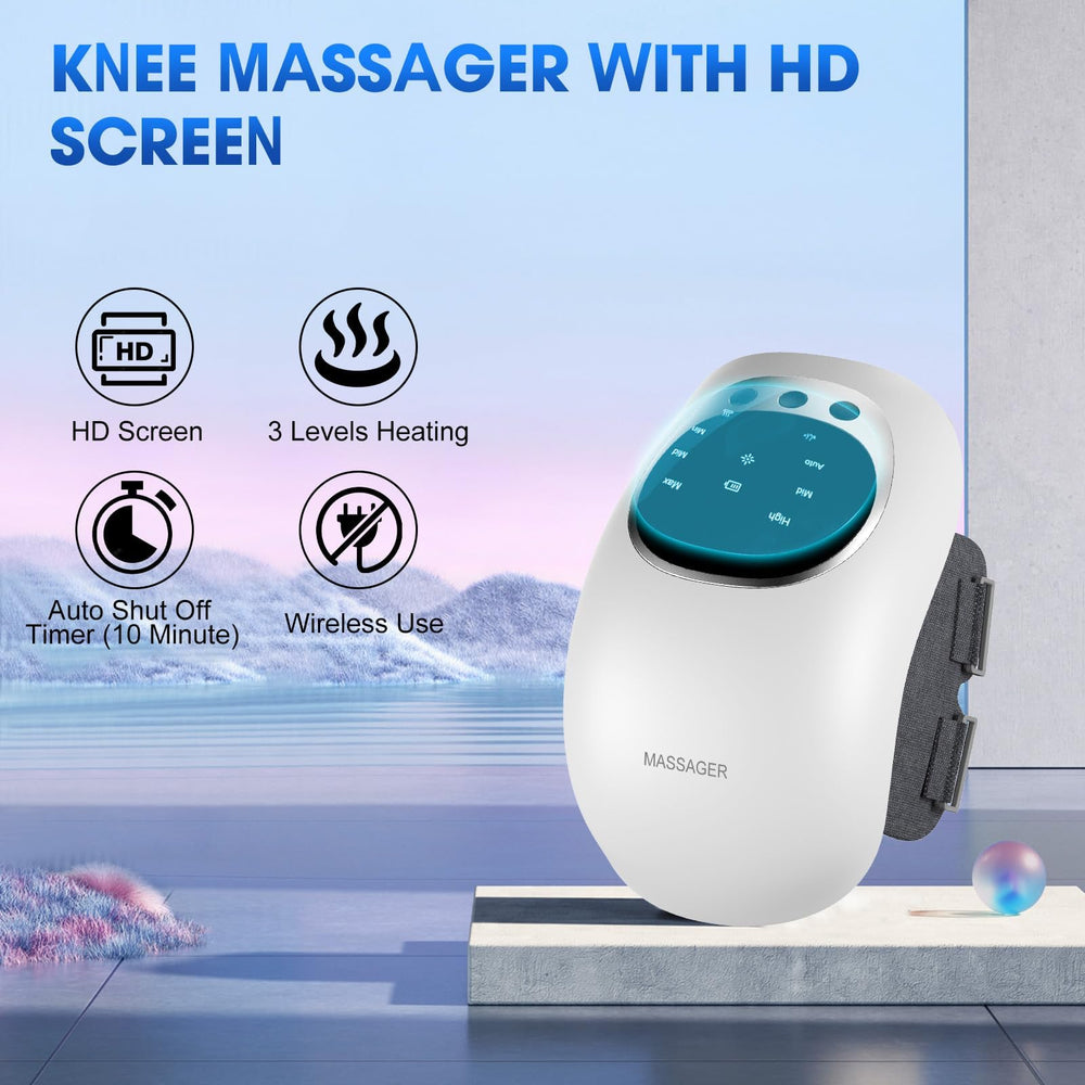 RELAXYO knee massager with ergonomic design that fits many knees.