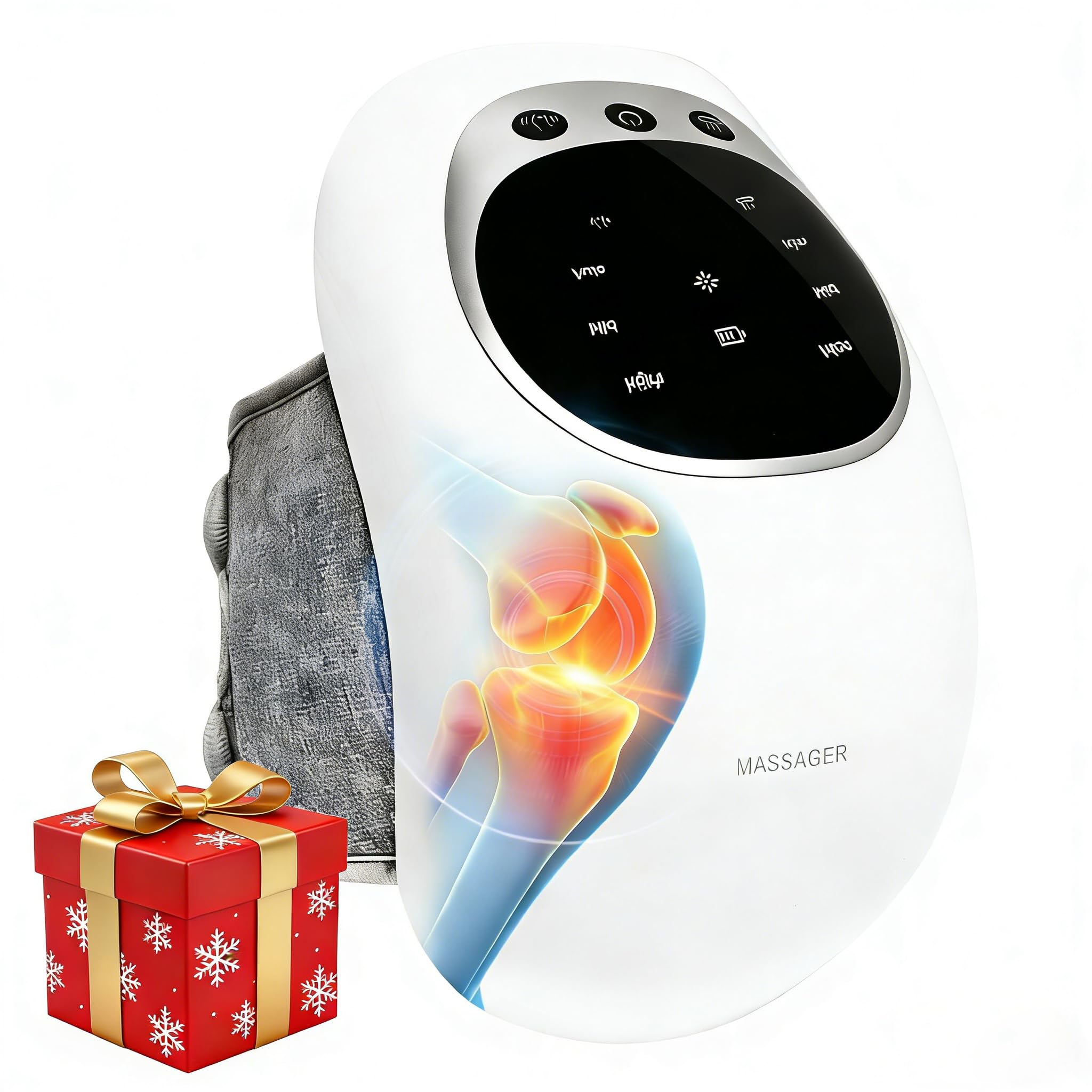 RELAXYO knee massager with LED screen for on-device control and customization.