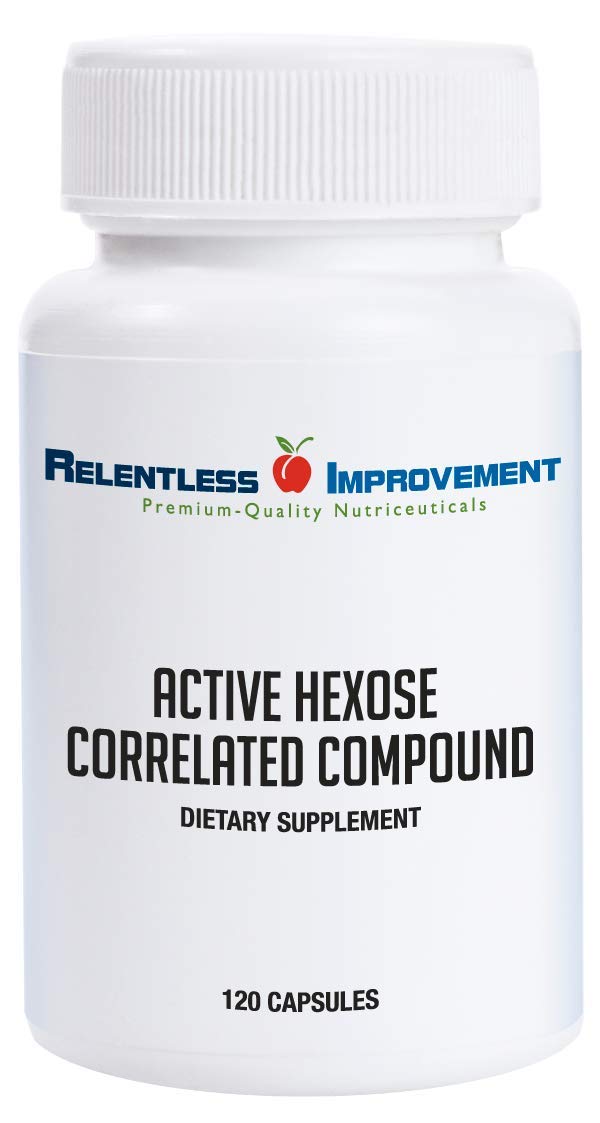 Relentless Improvement AHCC capsules packshot highlighting a premium immune support blend.
