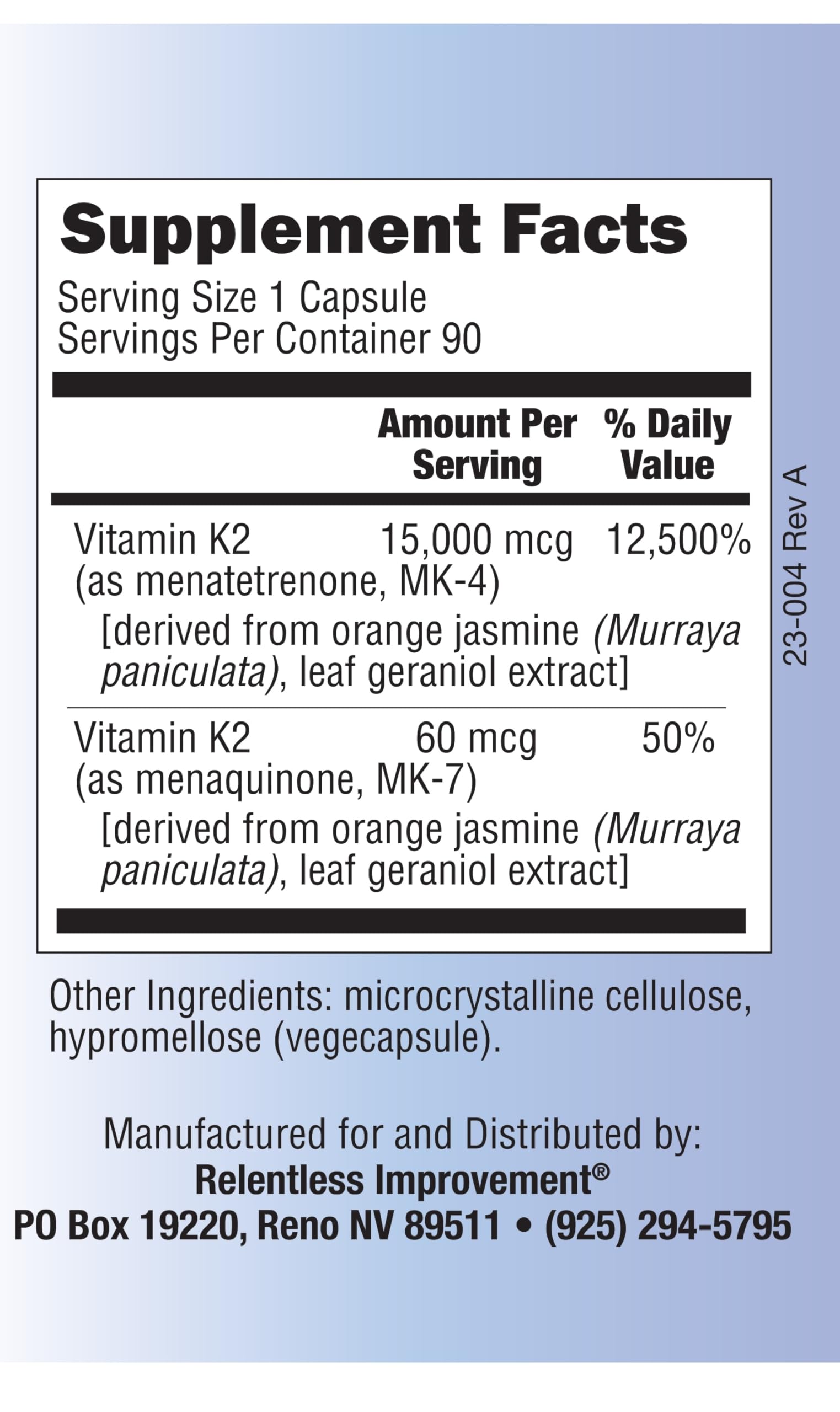 Relentless Improvement veg capsule image highlighting vegan delivery method.