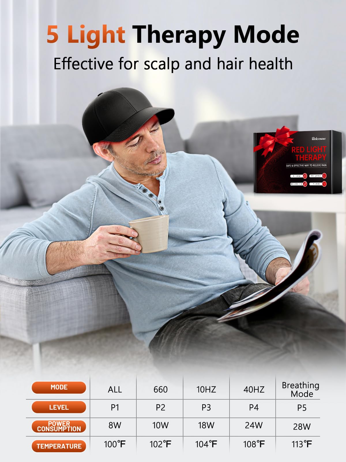RELEXNOW remote controller and timer enable precise session length.