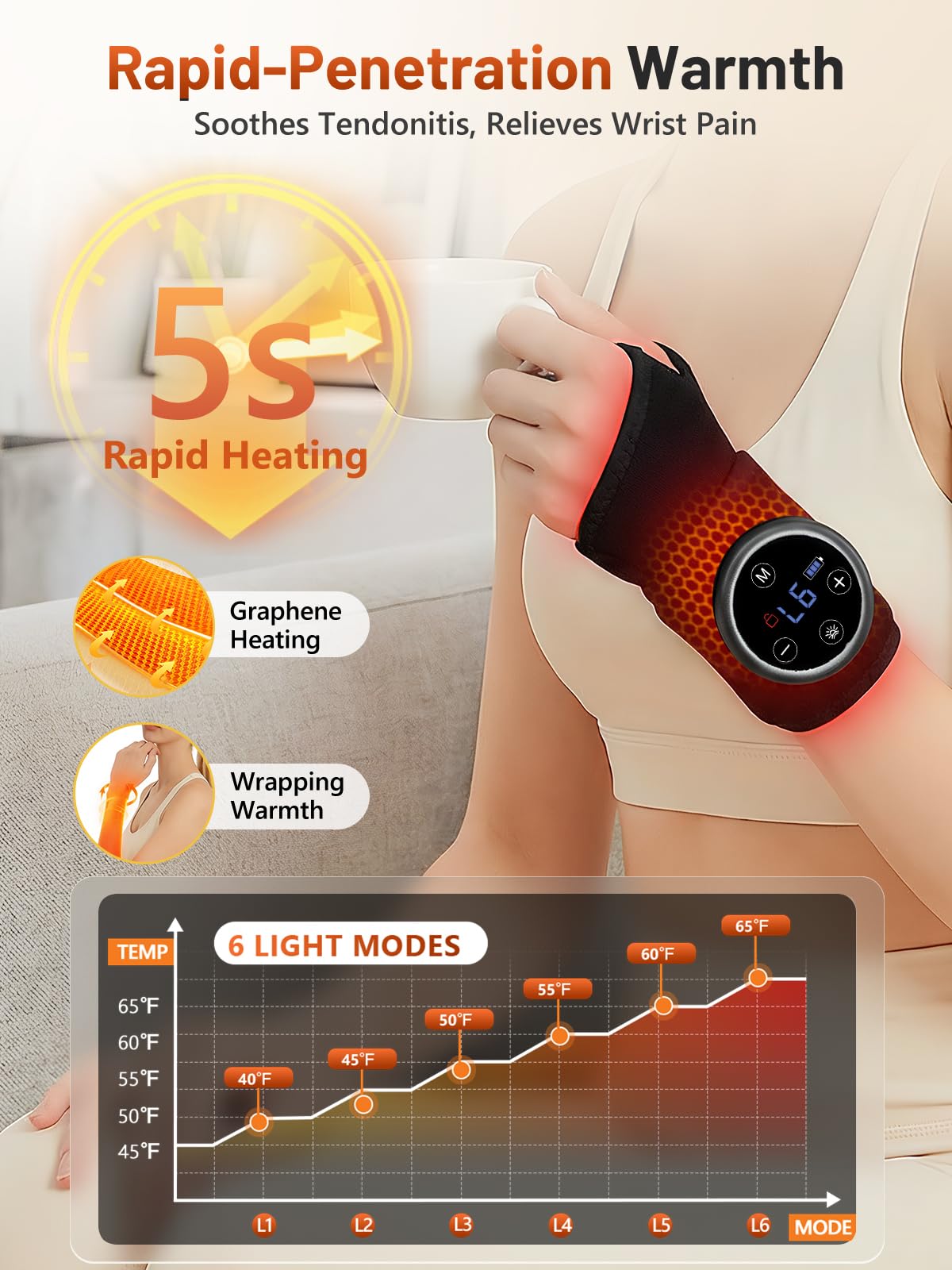 RELEXNOW graphene heat technology delivers quick warmth and consistent temperature during treatment.